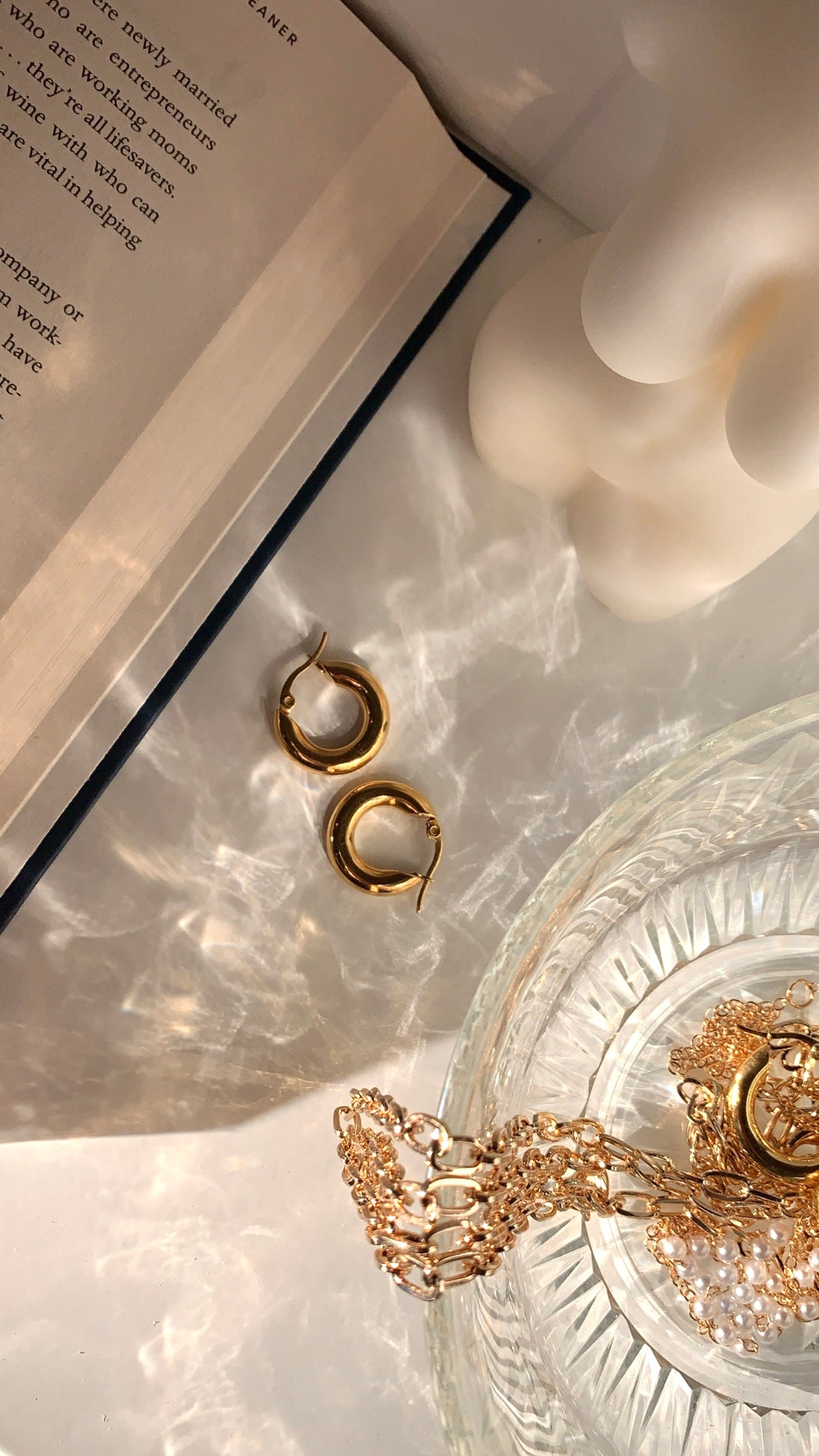18k plated gold chunky hoop earrings 